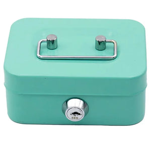 Lockable Money Safe Box with Key Metal Cash Box Portable Piggy Bank