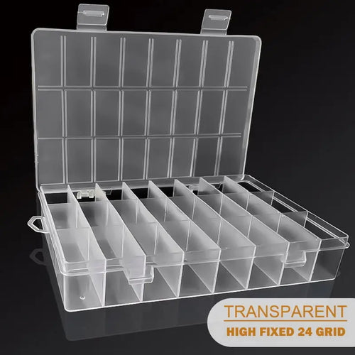 1Pack Plastic Storage Box 24 Grids Clear Plastic Organizer Box