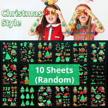 10Sheets Luminous Tattoo Anime Stickers Toys Children Body Art