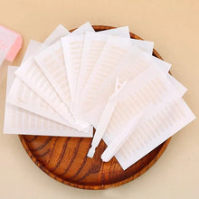240Pcs Double Fold Eyelid Tape Sticker Lace Nature Clear Beige Stripe