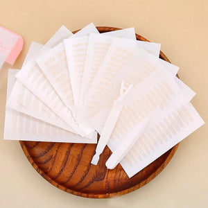 240Pcs Double Fold Eyelid Tape Sticker Lace Nature Clear Beige Stripe
