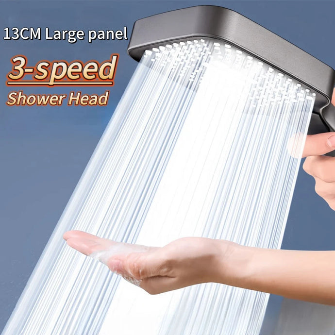 3 Modes Large Panel Shower Head 13cm High Pressure Spa Adjustable