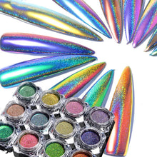 12Jars/set Holographic Glitter Nail Fine Powder 0.05mm Super Shinying