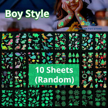 10Sheets Luminous Tattoo Anime Stickers Toys Children Body Art