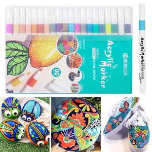 12-80 Colors Acrylic Paint Art Marker Pen DIY Hand Drawn Painting
