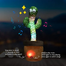 A talking cactus toy that can be charged, recorded, and repeated.