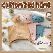 Personalized Baby Comforter And Bib Set with Embroidered Name Customized Animal Design for Baby Shower Easter Gift