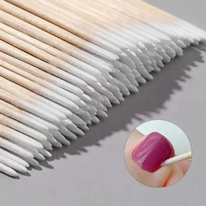100/300/500 Nails Wooden Tip Cotton Stick Buds Disposable Ultra-Detail