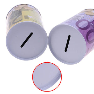 Euro Dollar Money Box Safe Cylinder Piggy Bank Banks For Coins Deposit