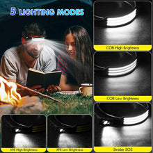 1PC Rechargeable COB Induction Fishing Headlamp, Super Bright LED