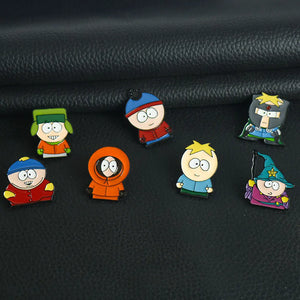 7pcs/set Cartoon TV Movie Cartman Figure Badges Lapel Pins for
