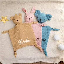 Personalized Baby Comforter And Bib Set with Embroidered Name Customized Animal Design for Baby Shower Easter Gift