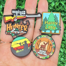 1-10Pcs Deer Gone Munting PVC Shoe Charms Gun Hunter Garden Clog Buckle Decorations For Kids Holiday Present