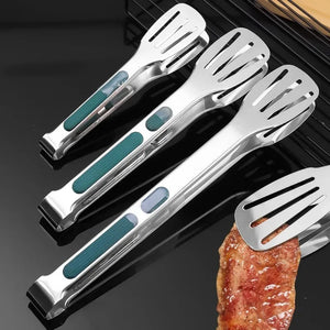 7/9/12inch Stainless Steel Food Clip Non Slip BBQ Tongs Silicone