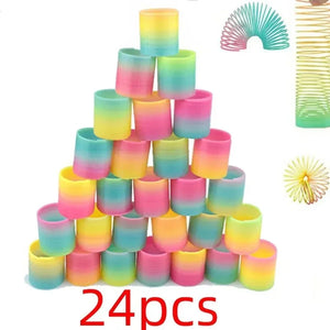 12/24pcs Rainbow Magic Springs Circle Toys Gradient Color Fingertip