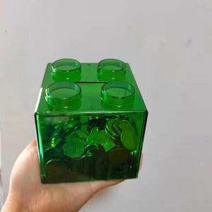 Building Block Toy Storage Box Transparent Plastic Block-Shaped Piggy