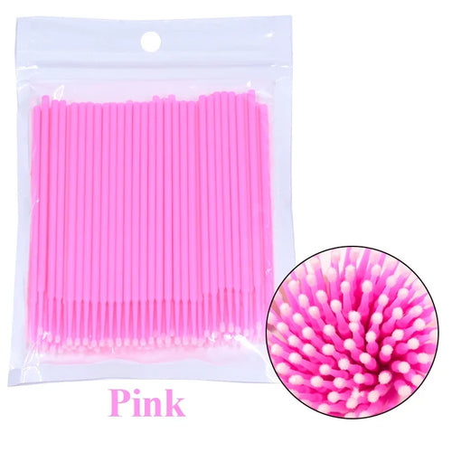 100Pcs Eyelash Cleaning Brush Lash Extension Micro Cotton Swab