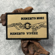Memento Mori Tactical Patch Memento Vivere Embroidery Patches for Backpack Hook&Loop Armband Military Morale Badge Hat Stickers