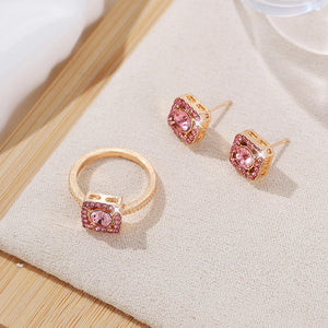 1PC Luxury Cube Jewelry Set, Women's Elegant Necklace, Earrings & Ring