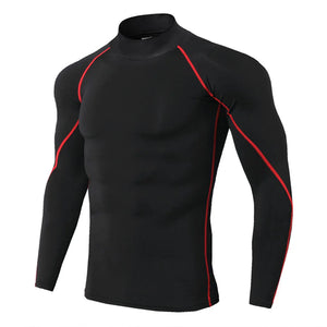 Men Bodybuilding Sport T-shirt Quick Dry Running Shirt Long Sleeve