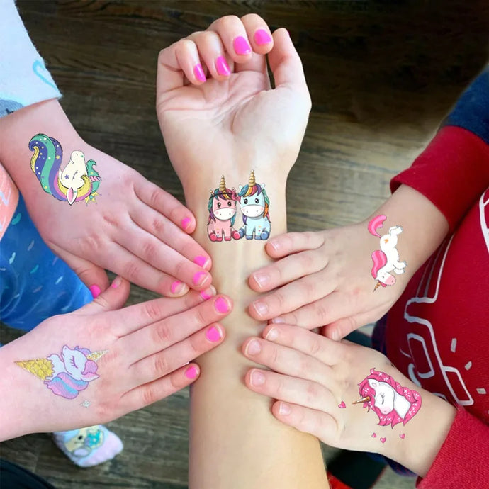 10 sheets Unicorn Fake Tattoo Stickers Cartoon Temporary Tattoos Kids