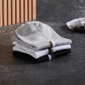 5 Pairs Men Short Socks With Fashionable Versatile Stripes That Absorb