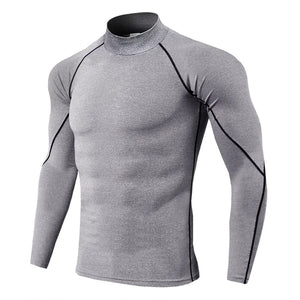 Men Bodybuilding Sport T-shirt Quick Dry Running Shirt Long Sleeve