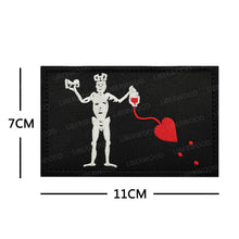 Pirate Flags Jolly Roger Black Beard Edward Teach Tactical Patch Hook & Loop Blackbeard Skull Heart Embroidered Badge Emblem