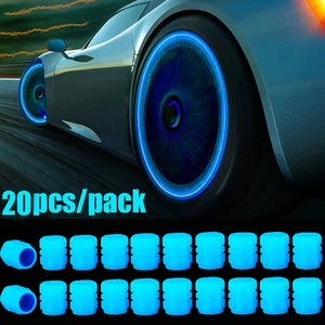 1-20PCS Luminous Car Tire Valve Cap Fluorescent Night Glowing Decor