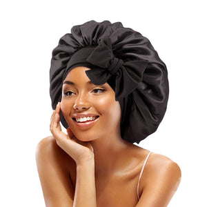 New Satin Solid Sleeping Hat With Stretchy Tie Band Elastic For Women