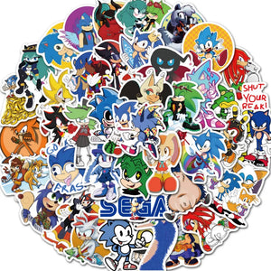 50Pcs/Set Cartoon Sonic Stickers Hedgehog Anime Toys Cartoon Graffiti