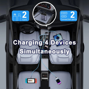 120/66w 4 IN 1 Retractable Car Charger Mobile Phone USB PD Type C