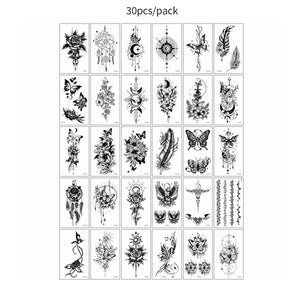 30pcs Temporary Tattoos for Children Unicorn Mermaid Car Fruit Cartoon