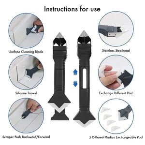 5 in 1 Metal Head Shovel Glue Tool Kit: Silicone Spatula, Caulk