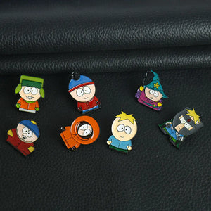 7pcs/set Cartoon TV Movie Cartman Figure Badges Lapel Pins for