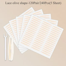 240Pcs Double Fold Eyelid Tape Sticker Lace Nature Clear Beige Stripe