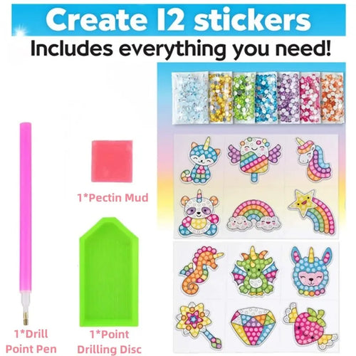 DIY 12 Stickers Diamond Paintings Kit Create Arts Education Craft