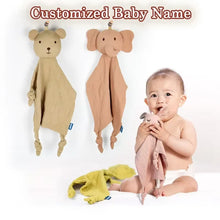 Personalized Baby Comforter And Bib Set with Embroidered Name Customized Animal Design for Baby Shower Easter Gift