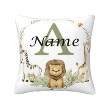 Animal with Name Pillow Case Personalized Pillow Dust Cover Bedroom Kids Wild Party Decoration Pillowcase Birthday Children Gift