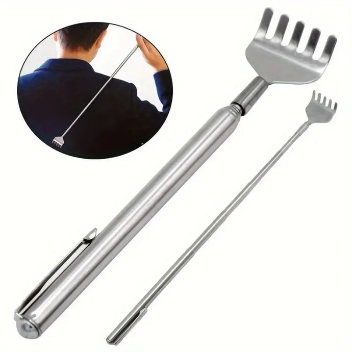 silvery Telescopic Back Scratcher,  Portable Extendable Stainless