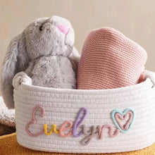 1pc Personalized Letter Handmade Cotton Rope Storage Basket, Party Gift Basket, Multifunctional Storage Basket, Easter Gift