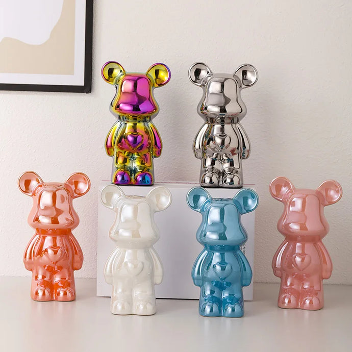 Ceramic Cartoon Teddy Bear Figurine Love Bear Ornament Living Room