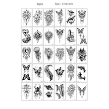 30pcs Temporary Tattoos for Children Unicorn Mermaid Car Fruit Cartoon