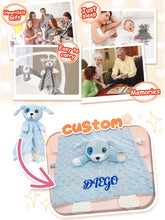 Personalized Newborn Baby Blanket with Name Custom Stroller Sleeping Dolls Animal Security Towel Gift Set for Baby Shower Gifts