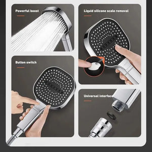 3 Modes Large Panel Shower Head 13cm High Pressure Spa Adjustable