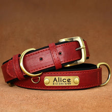Customized PU Leather Nameplate Dog Collar Soft Padded Dogs Collars Free Engraving Name for Small Medium Large Dogs Adjustable