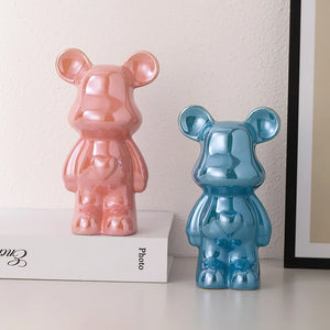 Ceramic Cartoon Teddy Bear Figurine Love Bear Ornament Living Room