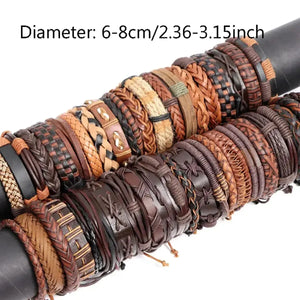 10PCS Random Style Men's Women's Webbing, Rope,Leather Bracelet