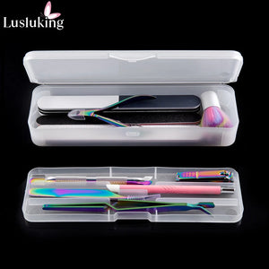 1Pc Rectangle Double-layer Nail Art Tool Empty Storage Box Tweezers