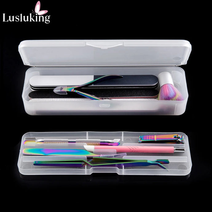 1Pc Rectangle Double-layer Nail Art Tool Empty Storage Box Tweezers